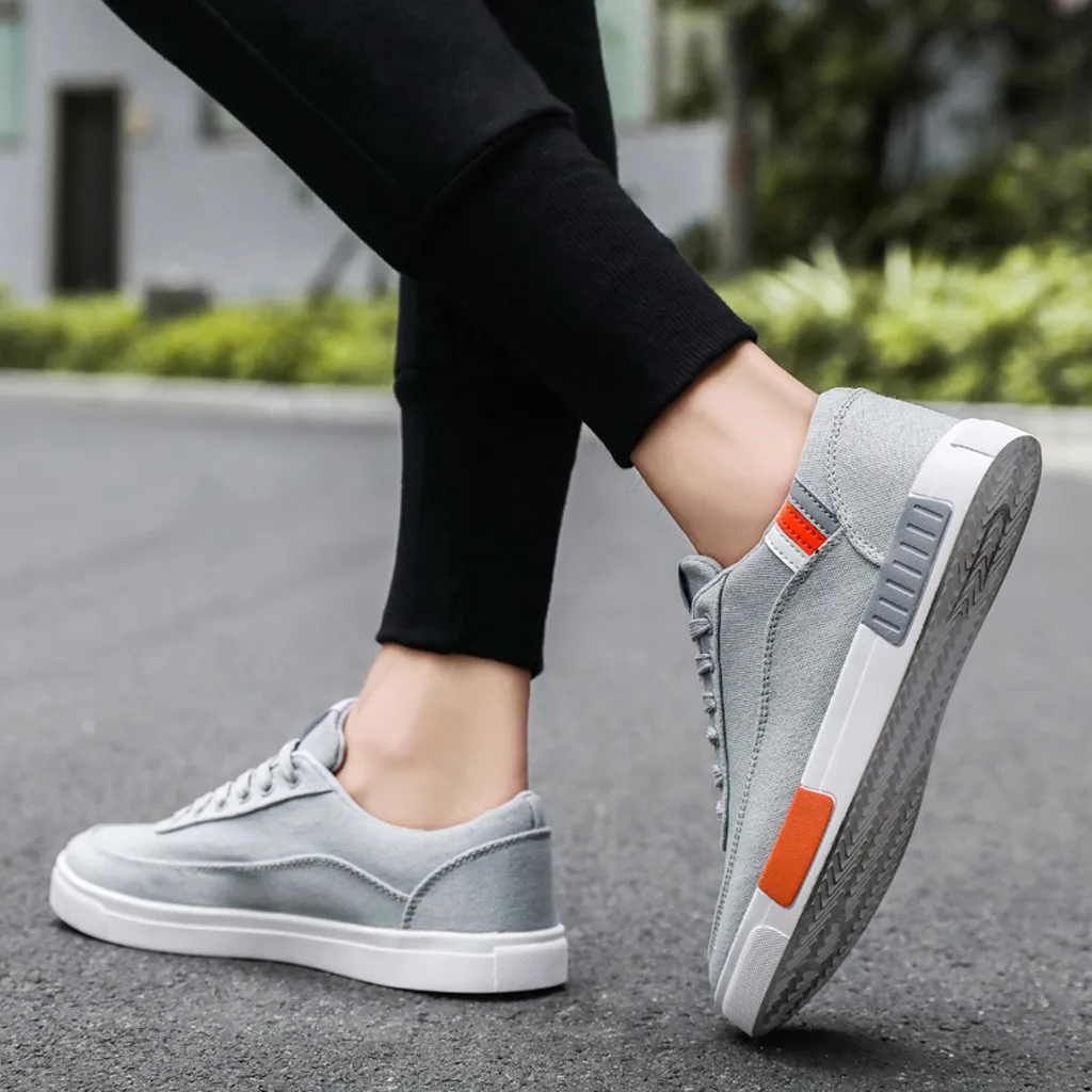 Męskie buty 2019 wiosenne letnie mieszane kolory męskie oddychające materiałowe sznurowane trampki jednokolorowe odkryte buty w stylu casual, biurowy Męskie buty 2019 wiosenne letnie mieszane kolory męskie oddychające materiałowe sznurowane trampki jednokolorowe odkryte buty w stylu casual, biurowy