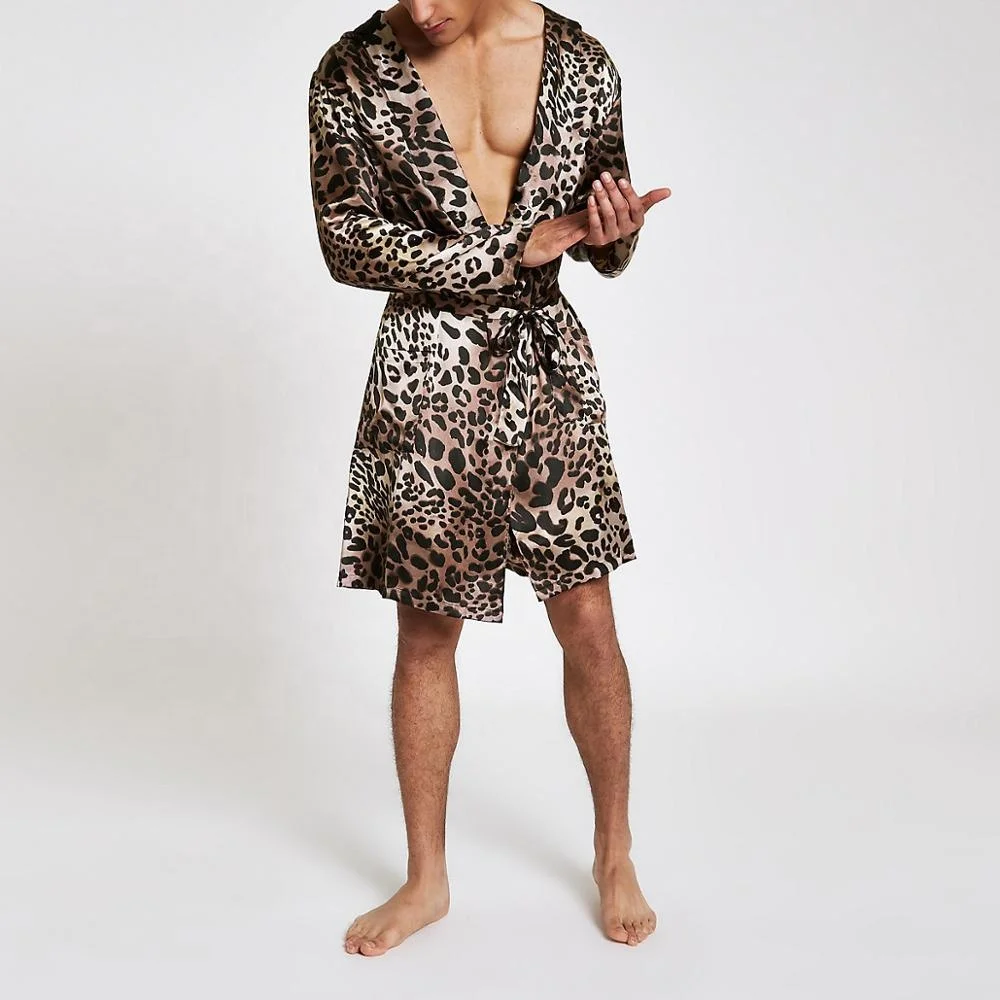 Realsilklife  Luxurious Leopard Printed Men's Silk Robe