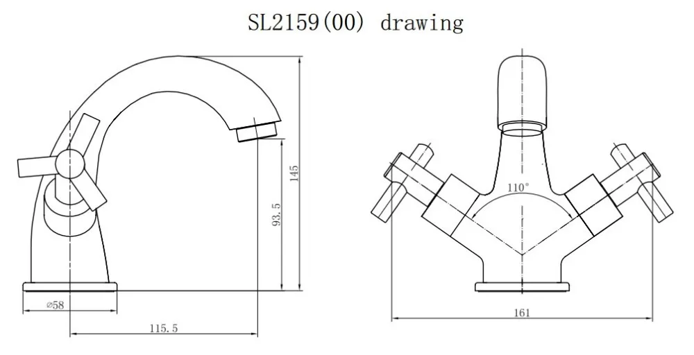 Modern Brass Crosshead Lever Basin Tap - Chrome details