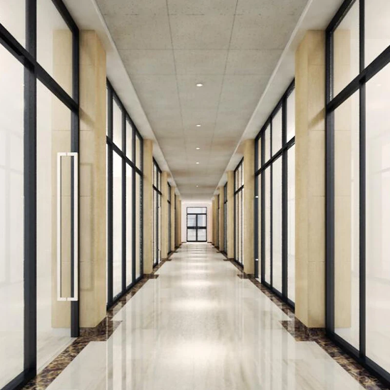 Sound Proof Office Wall Frosted Modular Aluminum Frame Glass Partition Door Double Glass Partition Wall for Office