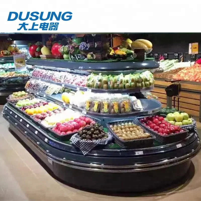 Upright Display Refrigerator Island Freezer for Drinks Veggies