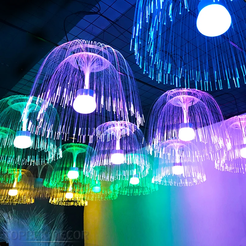 Подвесная декоративная светодиодная Медуза из оптического волокна
