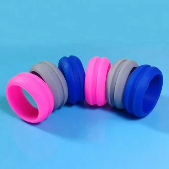 Debossed Thin Line Finger Rings Promotional Gifts Eco-Friendly Material Engraved Middle Line Silicone Wedding Rings