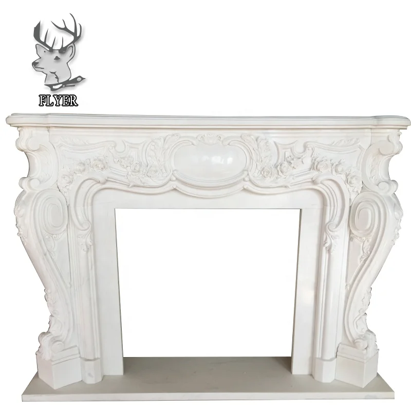 Европейский культивированный мраморный камин с объемным изображением цветов для