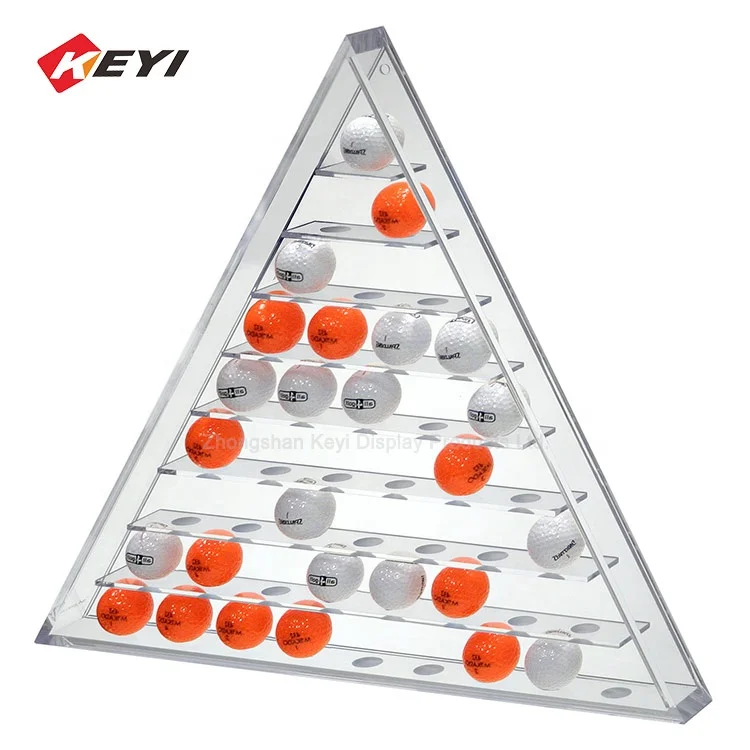 High Quality Custom Pyramid Type Transparent Acrylic Golf Ball Case,Acrylic Billiard Ball Display Case