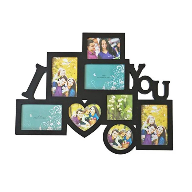 Black Wood 8 Openings Decorative I Love You Collage Wall Hanging Picture Photo Frame Buy Photo Frame Photo Collage Frame Wood Photo Frame Product On Alibaba Com