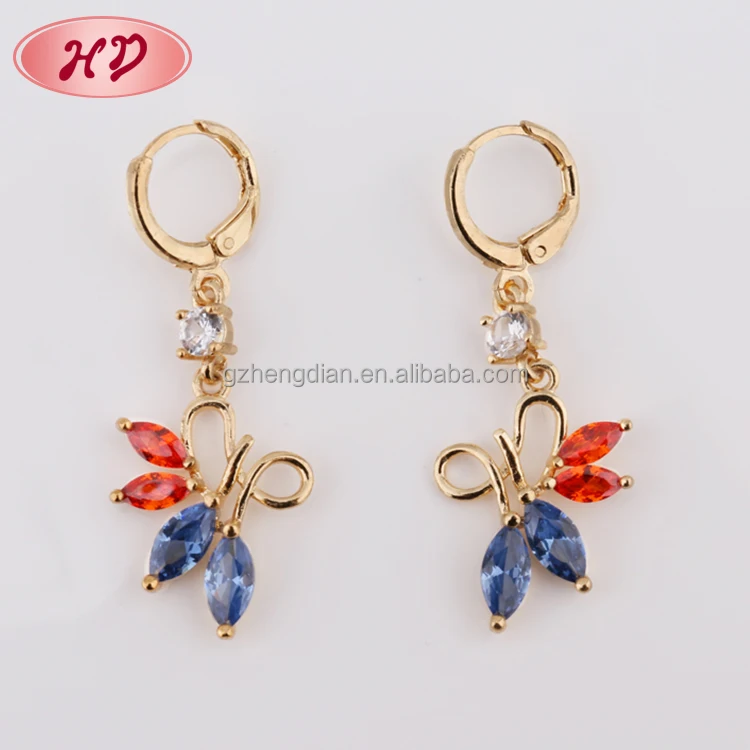 New Models Crystal Hanging Design Muslim Jewelry Gold Earring for Party Girls