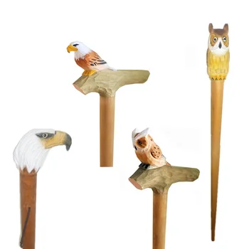 High Quality Hand Carved Animal Head Wooden Walking Stick - Buy Wooden