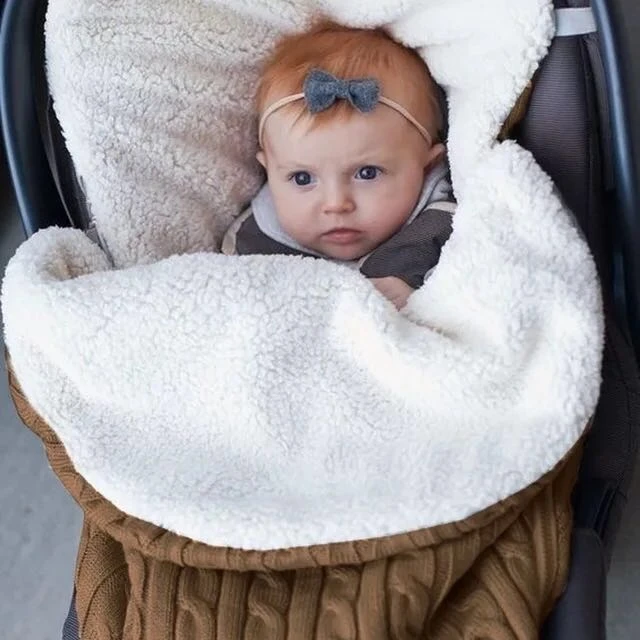 YGQersh Épaissir tricoté Chaud Nouveau-né bébé Infantile Wadd Swaddle Poussette Sac de Couchage Rose