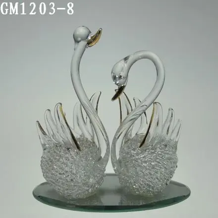 Cheap glass decoration valentines day gifts  art glass swan ornaments factory