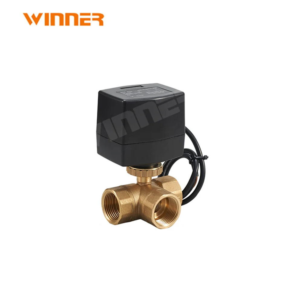 Winner Three Way Wra6302 Electric Actuator Brass Vavles Motorized Water Flow Control Ball Valve