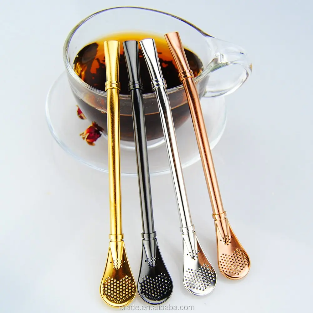 Wholesale 304 Stainless Steel Drinking Spoon Straw Filter Tea Strainer ...