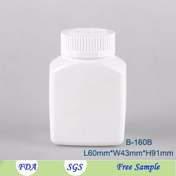 60ml Empty Square White HDPE Plastic Pill Bottle Packaging Medicine Capsule Container