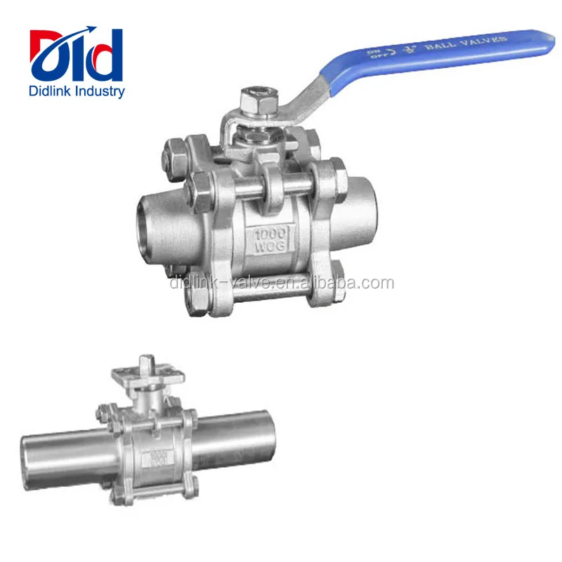 Stainless Steel Economical Type 1000 WOG 3PC Butt Welded Manual Operated Ball Valve