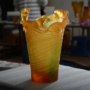 Saint-Vew Animal Crystal Art Original Design Leopard Vase Home Decoration Centerpiece