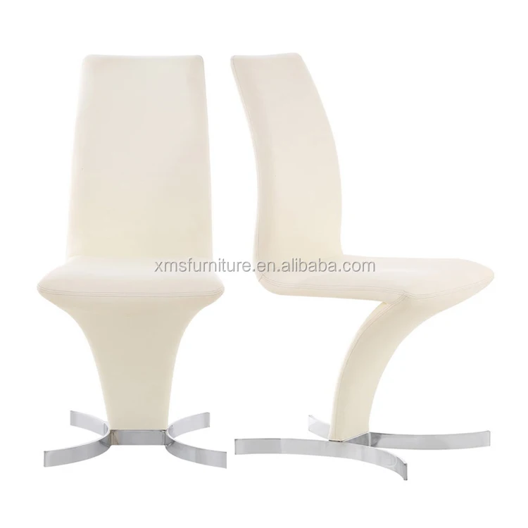 Popular PU Cover Silver Plated Base Comfortable Z Shape Dining Chair