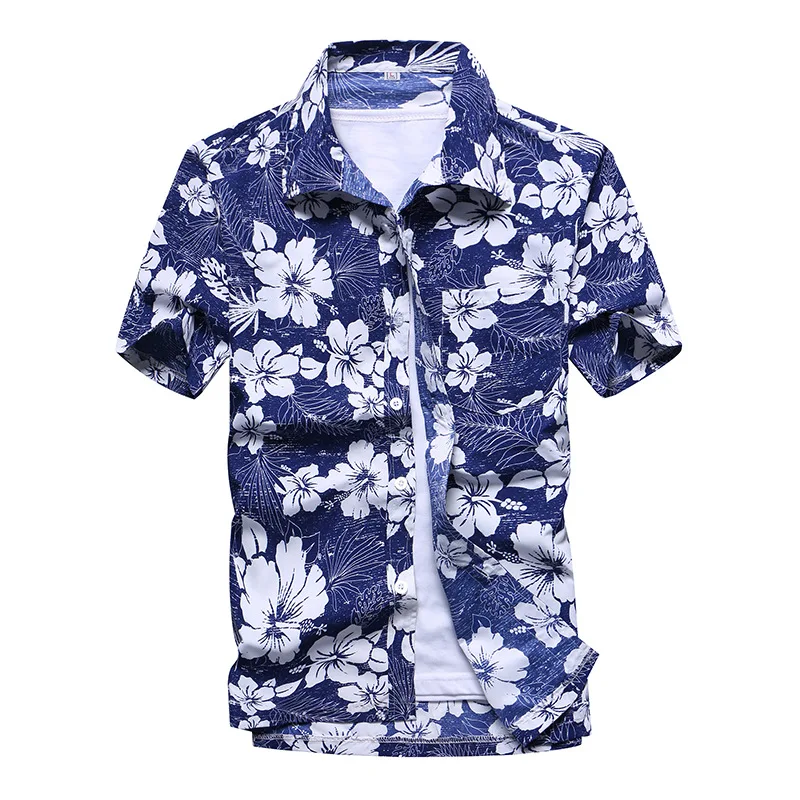 Mens Black Short Sleeve Silk Hawaiian Shirts Beach Shirt [FC022