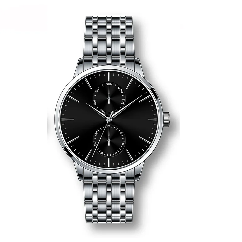 Stylish Leather Strap Chronograph Quartz Custom Watch Luxury