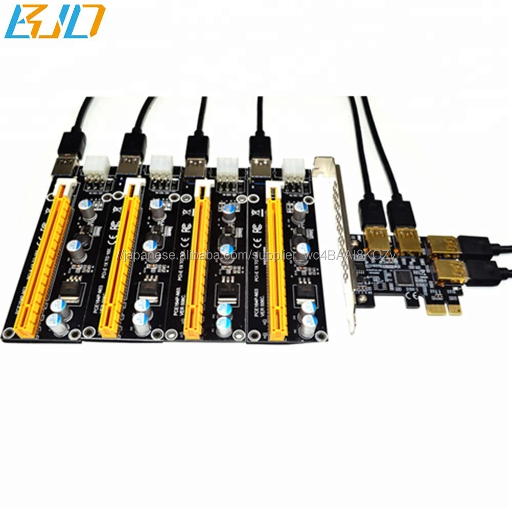 PCI Express ライザーカードエクステンダー 1X から 4 PCI-E 16X マイニングマイナー ETH BTC 4 i  楽天市場】Mzhou USB 3.0ケーブル付きPCI-E 1X to 16X Riser Card - ビットコイン(BTC)、イーサリアム(ETH  )&暗号マイニングリグ用シングルGPUマイニングエクステンダー、6 ...