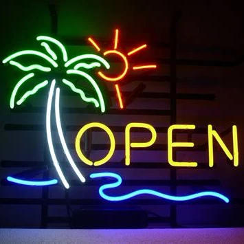 Custom neon light sign open glass neon light sign acrylic panel for shop window oem factory china suppliers
