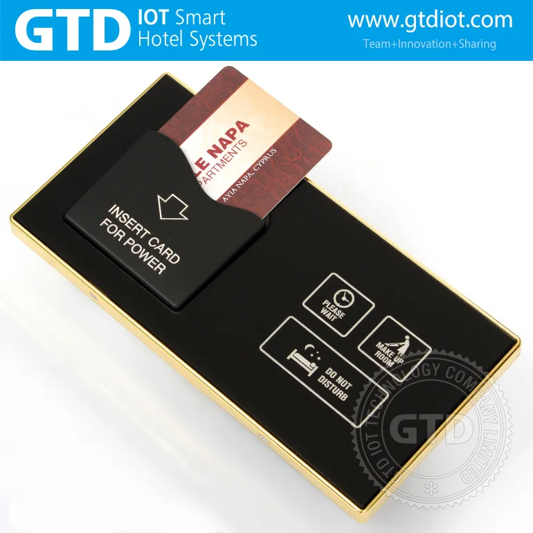 Gold Frame Time Delay RF Card Switch With DND Touch Control Panel Wall Switch