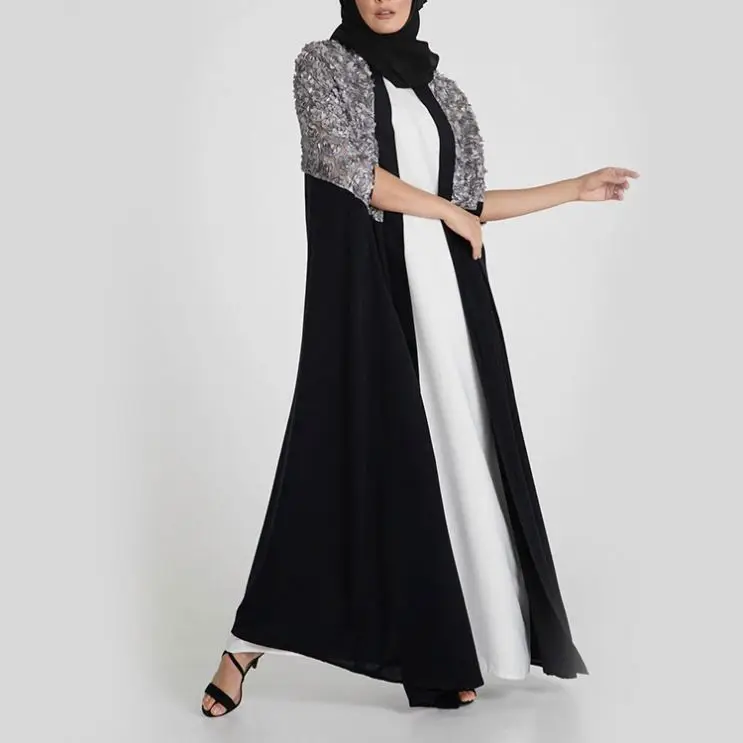 2019 Latest Burqa Designs Muslim Girls Prom Dress Sexy Photo Front Open Abaya