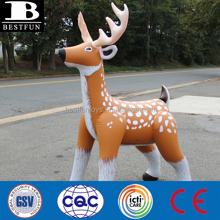 High Quality PVC Inflatable Reindeer Durable Plastic Lifelike Christmas Reindeer Durable Plastic Large Zoo Animal 3d Model Toys
