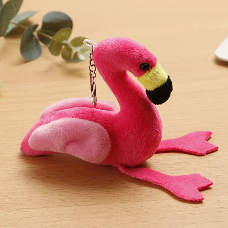 Llavero de flamenco rosa con diseño de animales de peluche