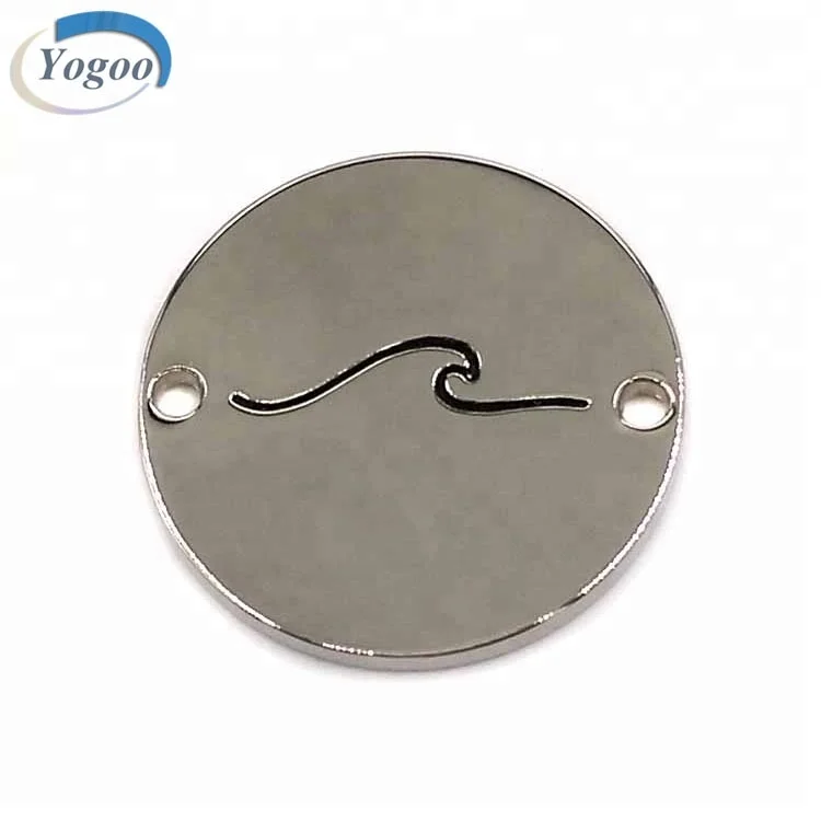 Enamel Engraved Logo Silver Alloy Metal Plate for Bracelet