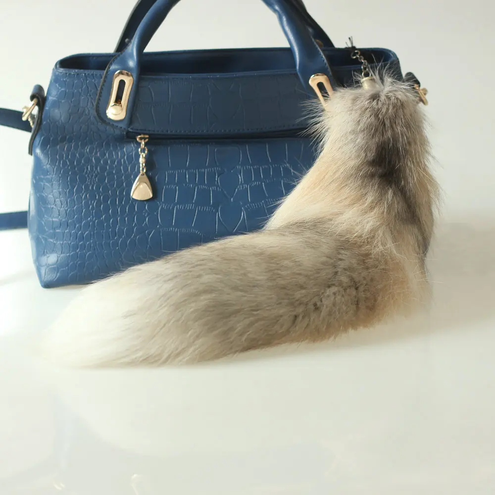 Wholesale Black Jin Diao Fur fox Tail Role  extra Long High Quality Furry  Real fox Tail
