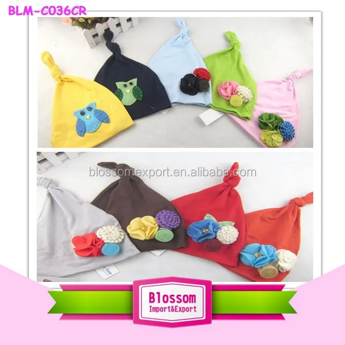 2015 хит продаж! Очаровательная однотонная хлопковая шапка для новорожденных