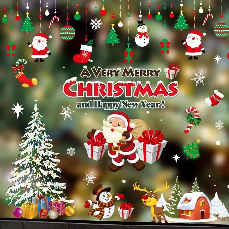 
Прочные декоративные наклейки на окна, высеченные съемные рождественские наклейки на окна из ПВХ 