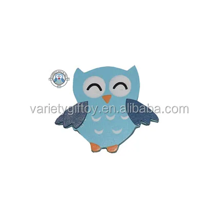 WOODEN GREEN OWL SHAPE FRIDGE MAGNET for HOME DECORATION