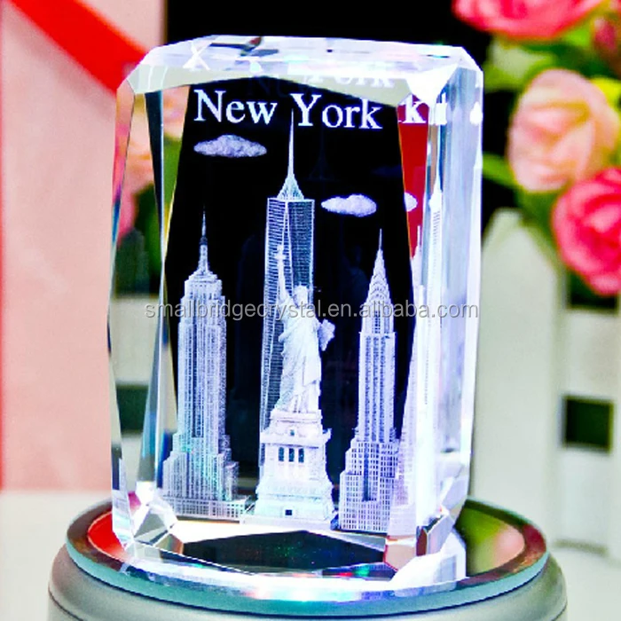 Vânzare cu ridicata K9 de înaltă calitate New York City Gift 3d Laser Crystal Block pentru gravare