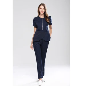 Metal Zipper Spa Medical Beauty Scrub Set Women's Slim Fit Dental Clinic Medical Scrub Uniforms