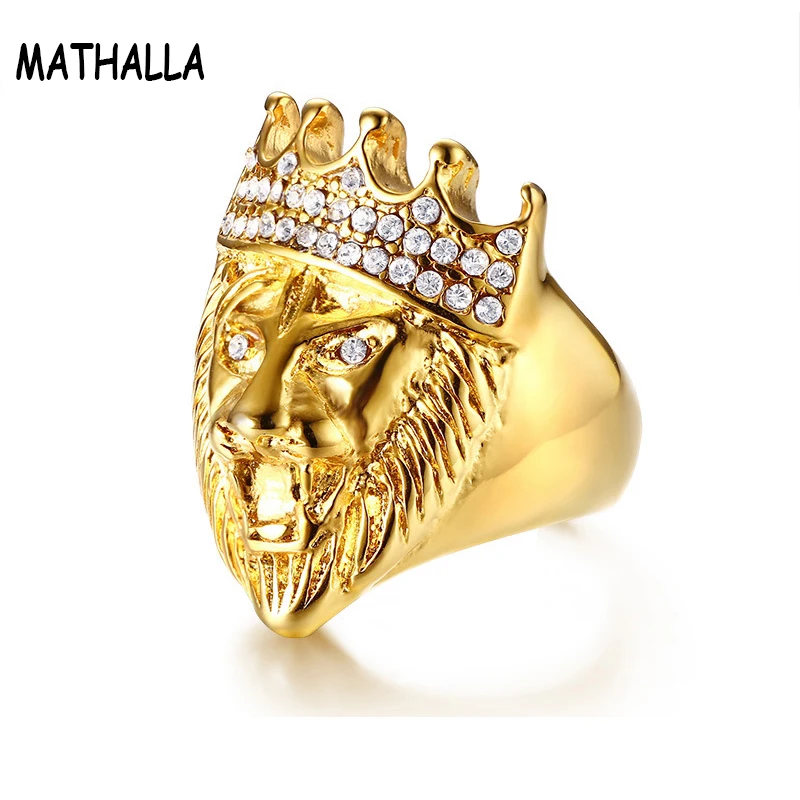 lion head ring with crystal