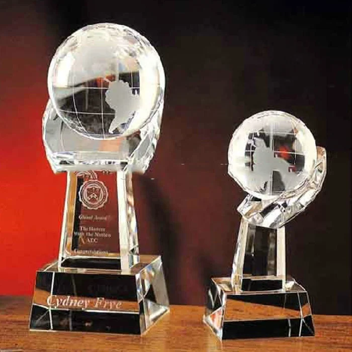 Customization Decoration K9 Crystal Earth Trophy Award Globe Crystal Trophy