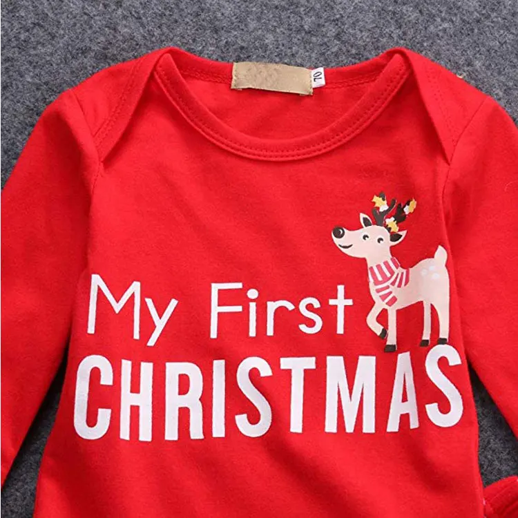 Рождество одежда с длинным рукавом боди младенческой детские комбинезоны