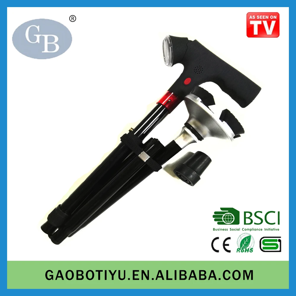 Aluminum Foldable Magic Cane with Light and Alarm for Elderly Seniors Adjustable Folding Walking Cane Stick