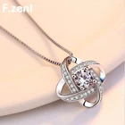 Four Leaf Clover Charm Necklace 925 Sterling Silver Cubic Zirconia for Women Girls Unique Gift Satellite Series Pendant