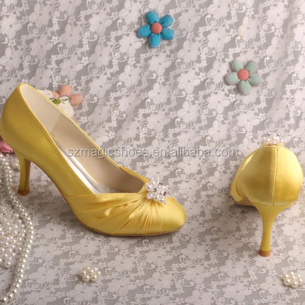Yellow Flower Wedding Shoes With Matching Bags – LiveTrendsX