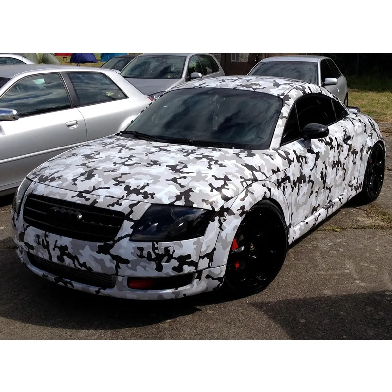 Car Wrap Bubble Free 1.52mx30m Black White Arctic Camo Vinyl