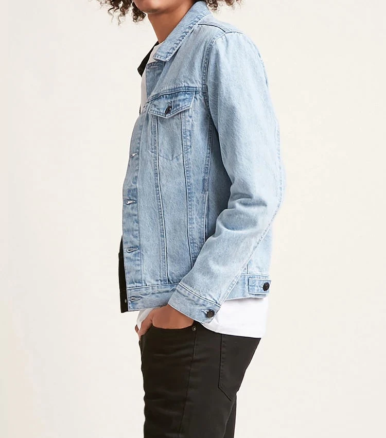 Half black half blue jean best sale jacket mens