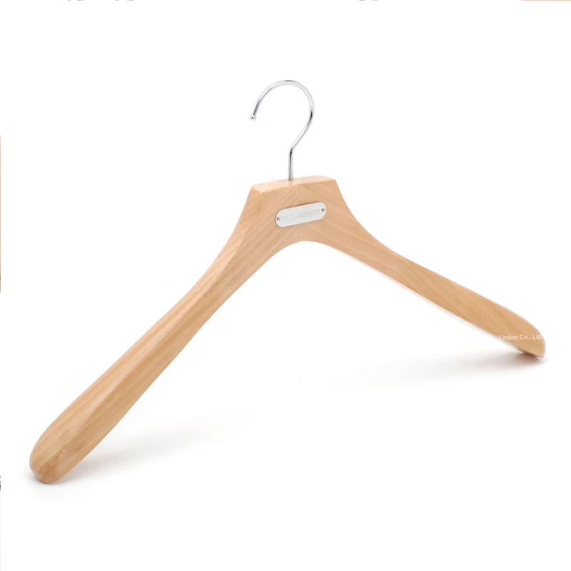 LINDON Custom Logo Brand Set Wooden White Clothes Hanger for