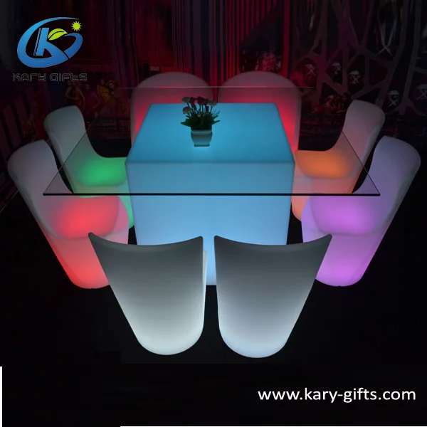 Rgb светлый ресторанный светодиодный стол и барный стул