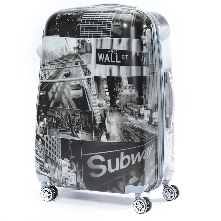 Фабрика OEM и ODM принт 20 24 28 дюймов чемодан 4 Спиннер 360 градусов колеса жесткий 3 предмета в комплекте, из АБС-пластика багажных чемоданов на колесиках PC