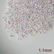 1440 pçs/lote 1.1mm Limpar AB Vidro Rhinestones Da Arte do Prego Prego Micro Pedrinhas Mini Decorações Da Arte Do Prego Manicure Acessórios