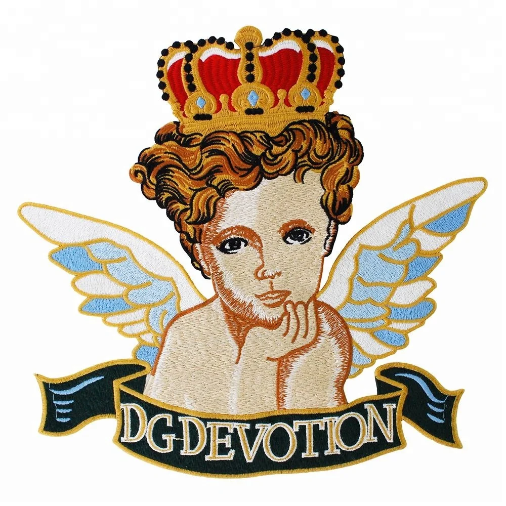 刺绣天使织物背面补丁翼皇冠图案贴花的衣服 - buy embroidery angel