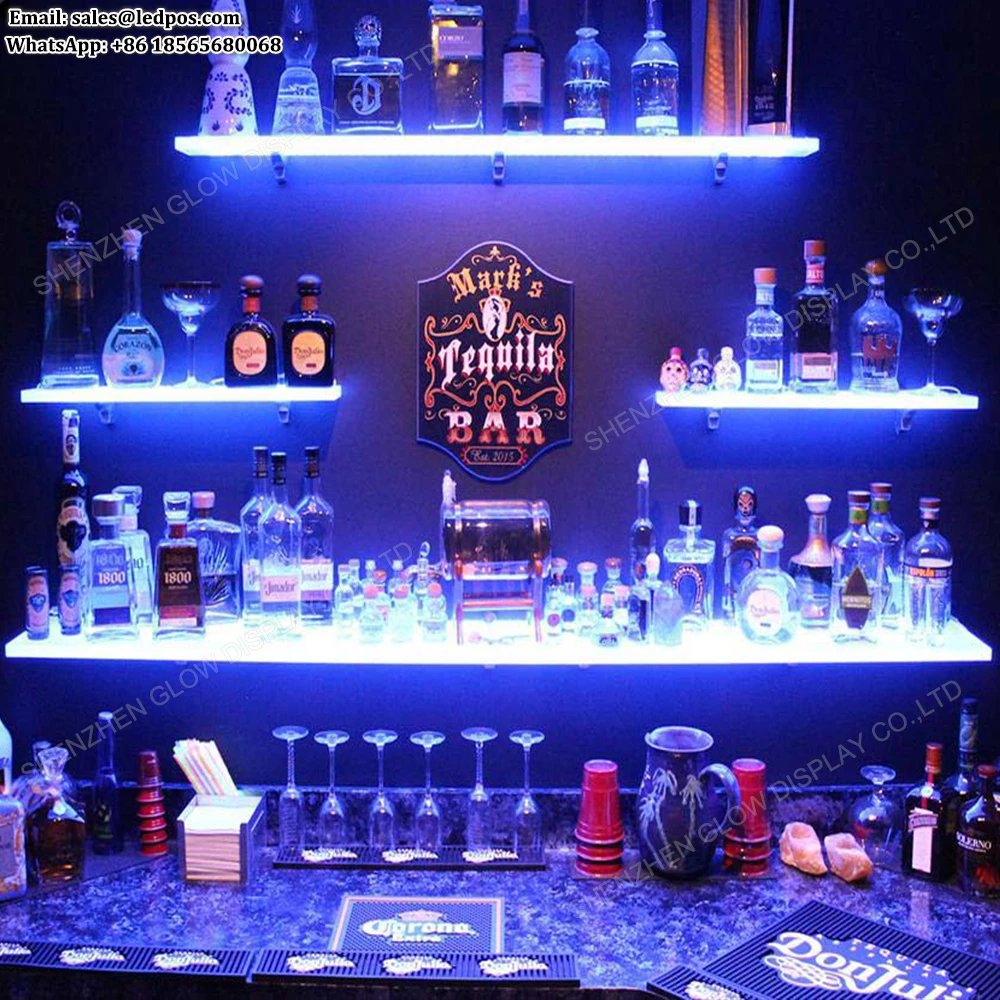 Acrylic Bottle Holder Stand Display Home Decoration Bar Led Lighted  Floating Wall Shelves - Buy Floating Wall Shelves,Home Decoration Bar Led  Lighted Floating Wall Shelves,Acrylic Bottle Holder Stand Display Home  Decoration Bar