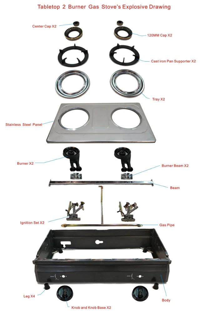 Electroplated Pan Support Two Burner Table Gas Stove High Quality Home Cooking Cooker Stainless Steel CKD Gas Stove
